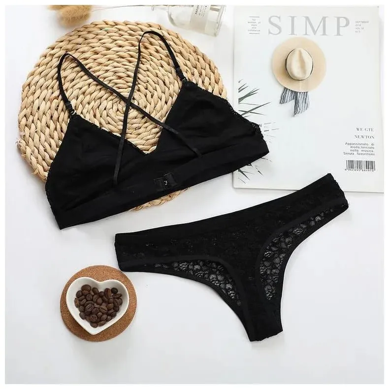 Lingerie sexy francese per donna dal design sottile senza cerchi in acciaio o protezioni per il petto che raccolgono il set di reggiseni da donna in lingerie — image 5