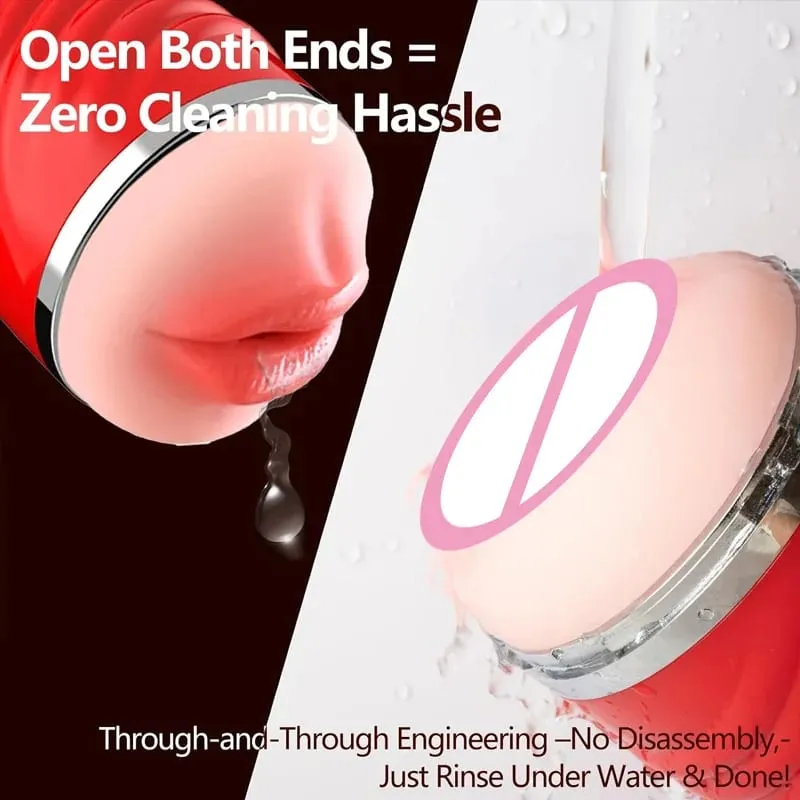 2 IN 1 Realistico Artificiale Della Vagina per Gli Uomini Tazza del Masturbatore Gola Profonda Pompino Massaggiatore Figa Tascabile Pene Erotico Giocattoli Del Sesso Per Adulti