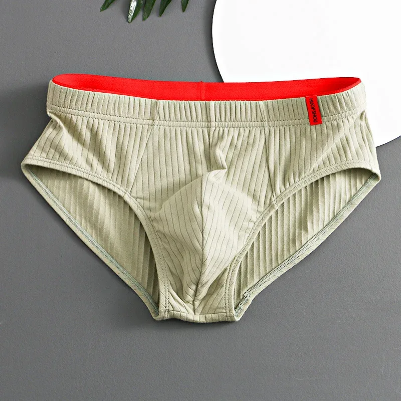 1/3 pçs cuecas masculinas meados de cintura elástica macia respirável anti-séptico u convexo listrado cor sólida casual cuecas masculinas