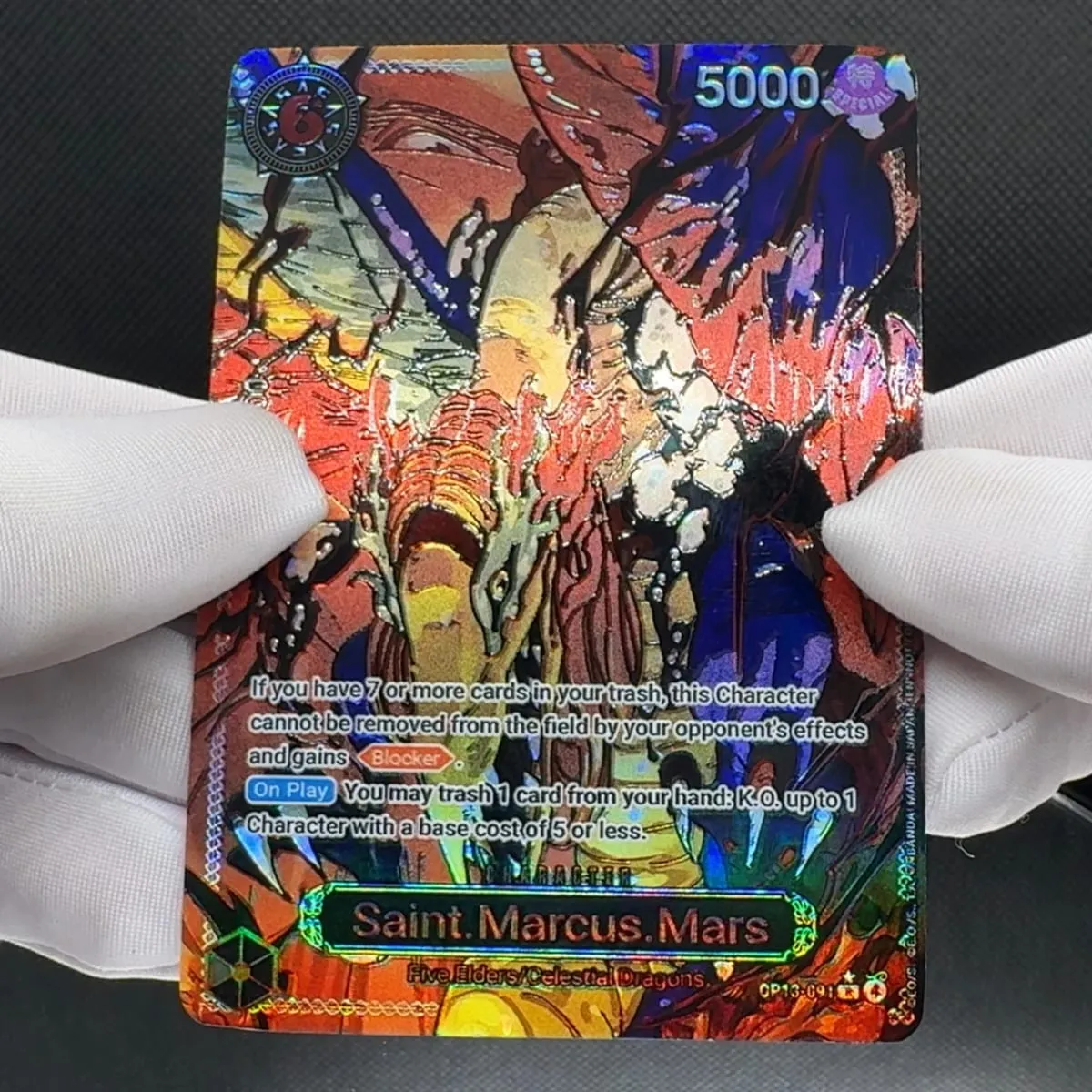 One Piece TCG OPCG English Character Card OP13 5 Siant Nusjuro Saturn Ju.Peter Warcury Mars Imu Deck Textured Foil Card — image 3