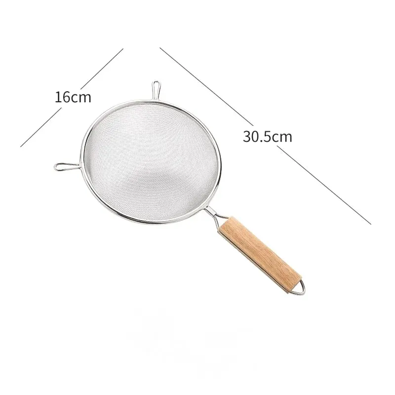 1-3pcs Wooden Handle Flour Sifter And Strainer Fine Mesh Stainless Steel for Home Baking Cooking Juice And Powder Filtering — image 10