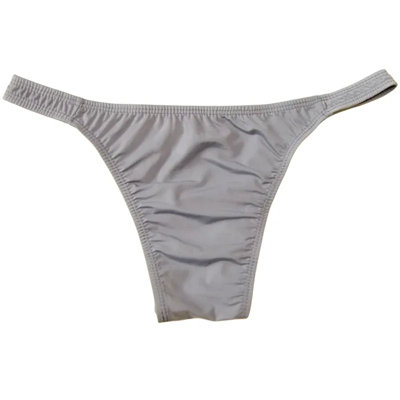 Narrow Waist Seamless Ice Silk Briefs Men Sexy Transparent Underwear Low Waist Bikini Panties Adult Lingerie