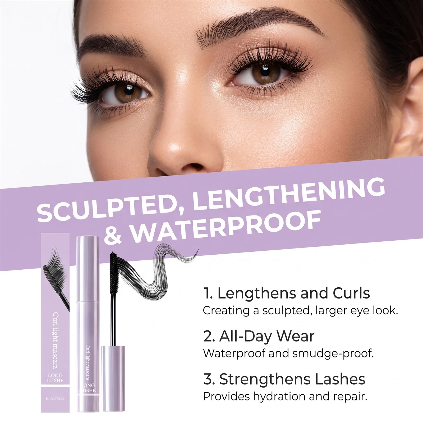 Waterproof 3D Lengthening Mascara Black Eyelash Extension Eye Lashs Brush Long-Wearing Silk Volumizing Mascara Cosmetics Gift