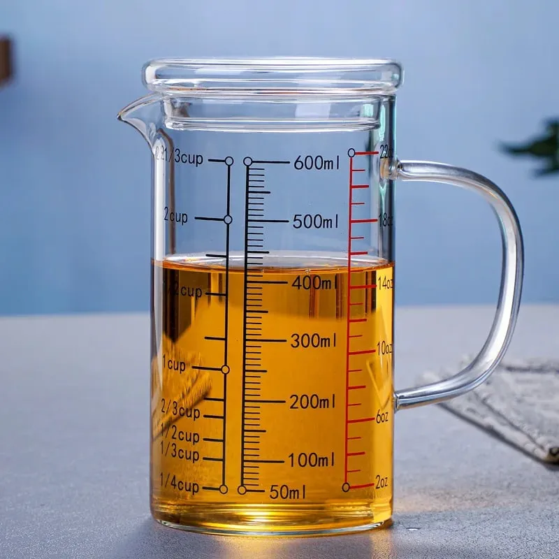 Mataas na Borosilicate Glass Measuring Cups Clear Glass Scale Cup With Handle V Shaped Spout Kitchen Glass Measuring Beaker