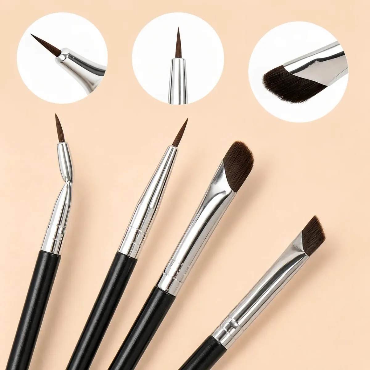 Conjunto de pincéis de maquiagem para olhos de precisão de 5/7 peças | Foice e escovas de sobrancelha com delineador angular com design reversível de alça longa — image 5