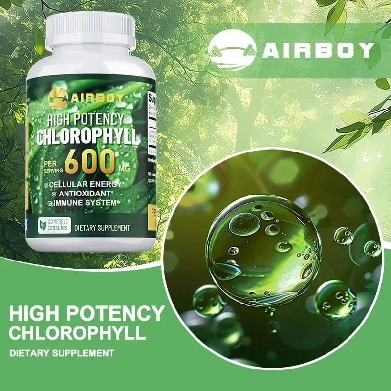 Chlorophyll Supplement 600mg - Supports The Immune System Reduces Body Odor and Bad Breath Boosts Energy Antioxidant
