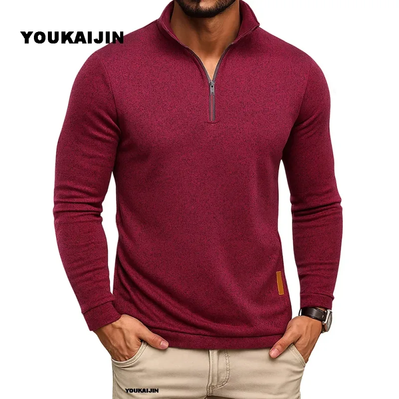Men Sweatshirts Spring Thicker Pullover Quarter Zipper Pullover for Male Hoody Outdoor Sweatshir Autumn Solid Color Turtleneck
