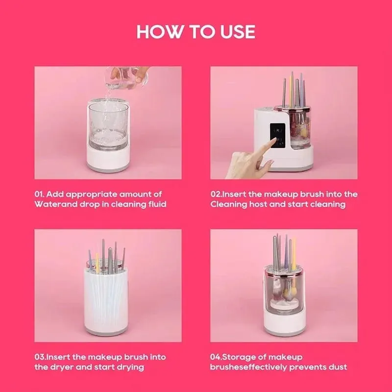 2026 NEW Electric 3 IN 1 Makeup Brush Cleaneing Machine Makeup Brush Dryer Portable Automatic USB Cosmetic Brushes Cleaner Tool