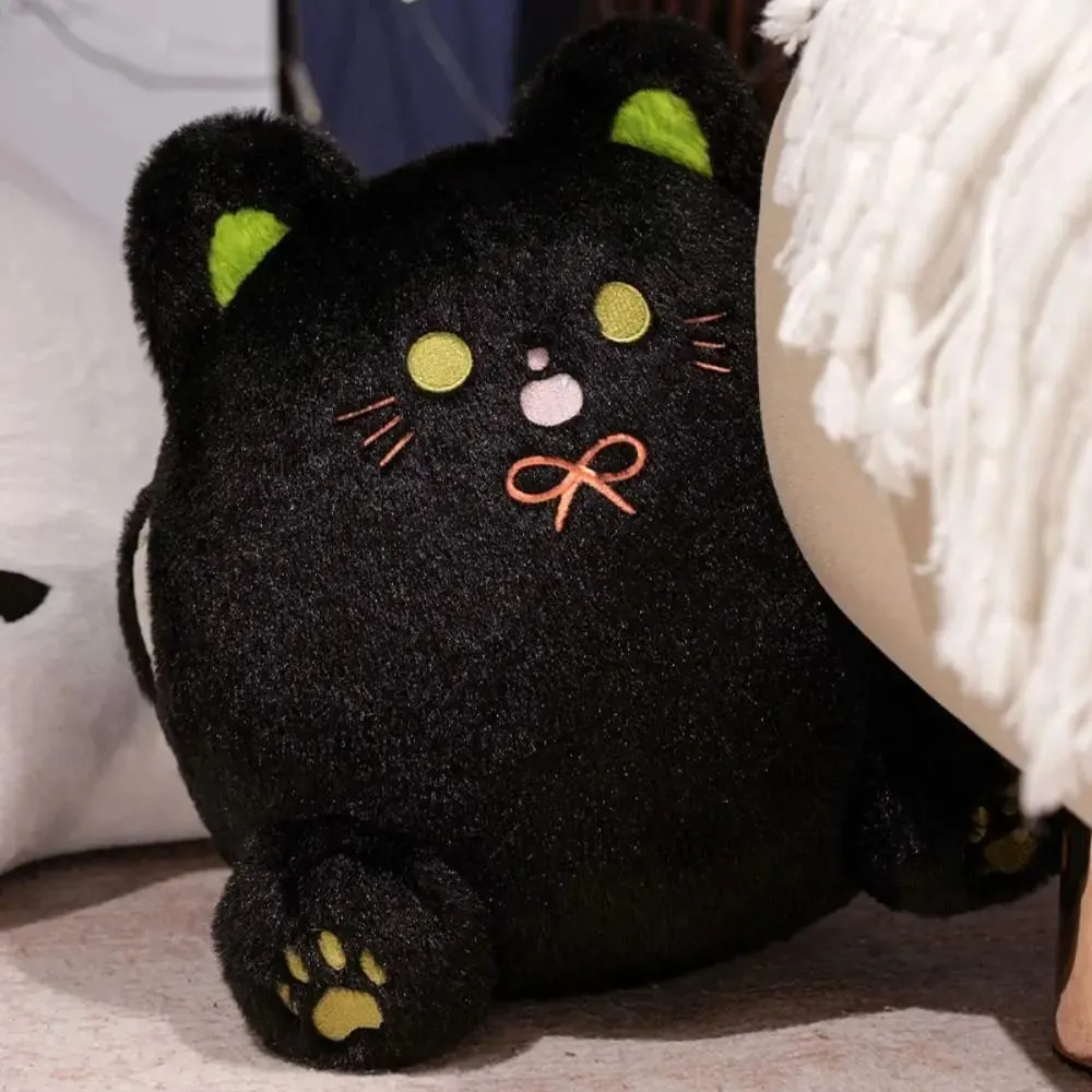's Accompany PP Cotton Calico Cat with Hand Pocket Smile White Cat Pillow Plump Funny Black Cat Children Girl