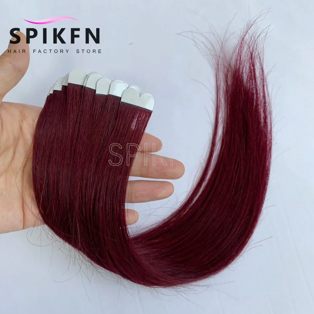 14inches Mini Tape-In Hair Extensions Straight Human Hair Seamless Skin Weft 10pcs/pack Lightweight Butterfly Tape Hair