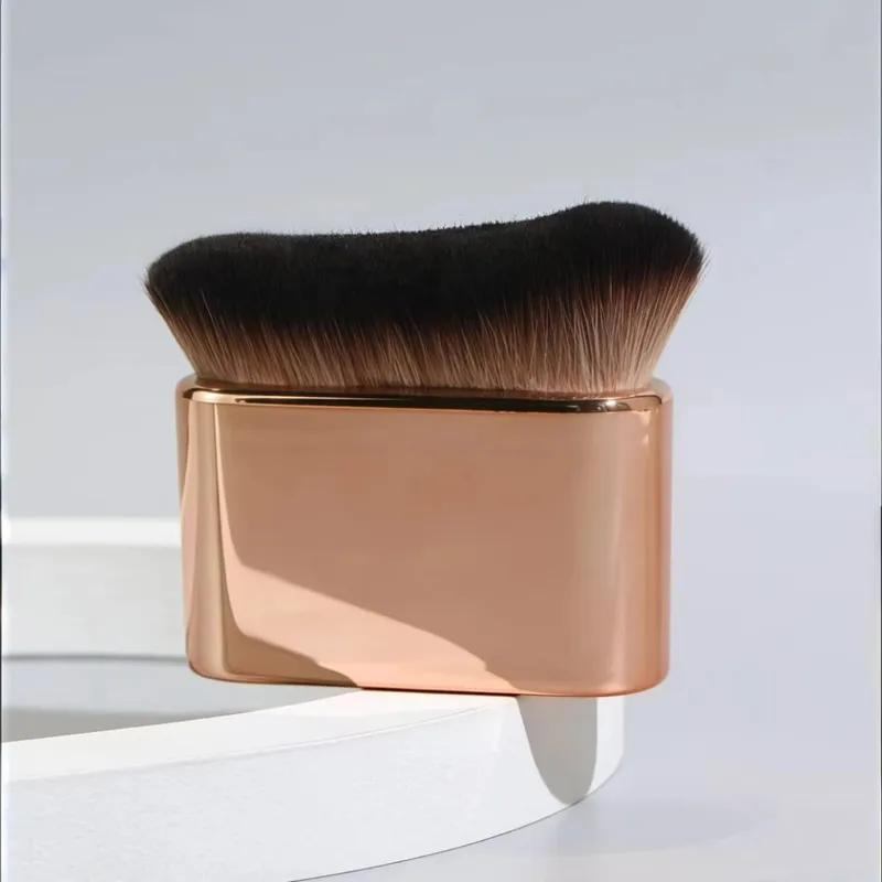 1 rose gold foundation brush for tanning blending foundation blush eyeshadow bronzer and foundation on face and neck with high and low end bristles
