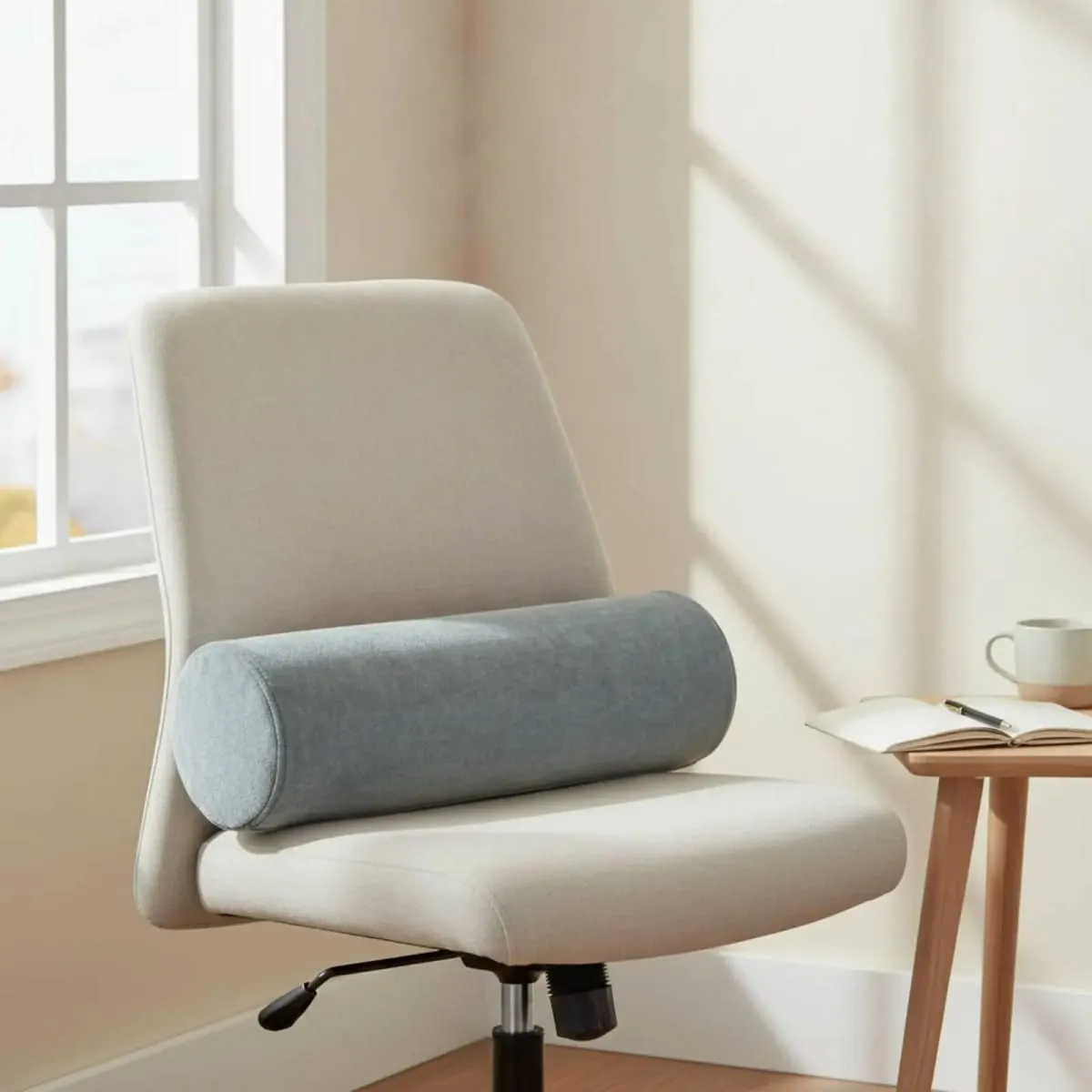 Premium Cylindrical Pillow for Back Waist Neck Support Soft Chenille Fabric Dense Foam Bolster for Bed Sofa Office Use