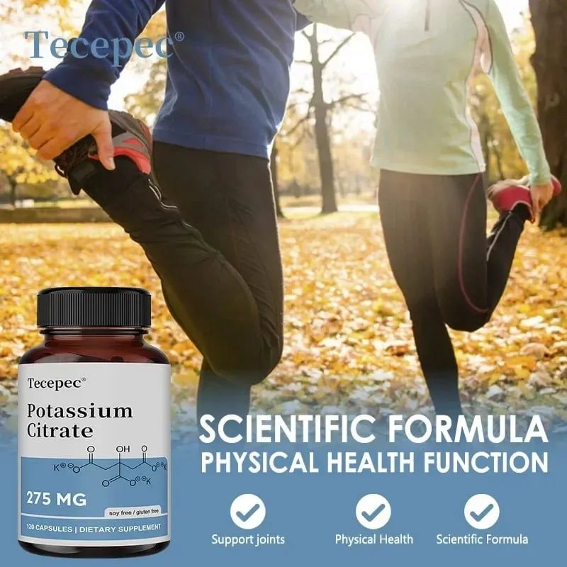 Potassium Citrate Capsules - Maintain Cell Function Strong Joints and Bone Health Regulate Blood Pressure Nerve Conduction