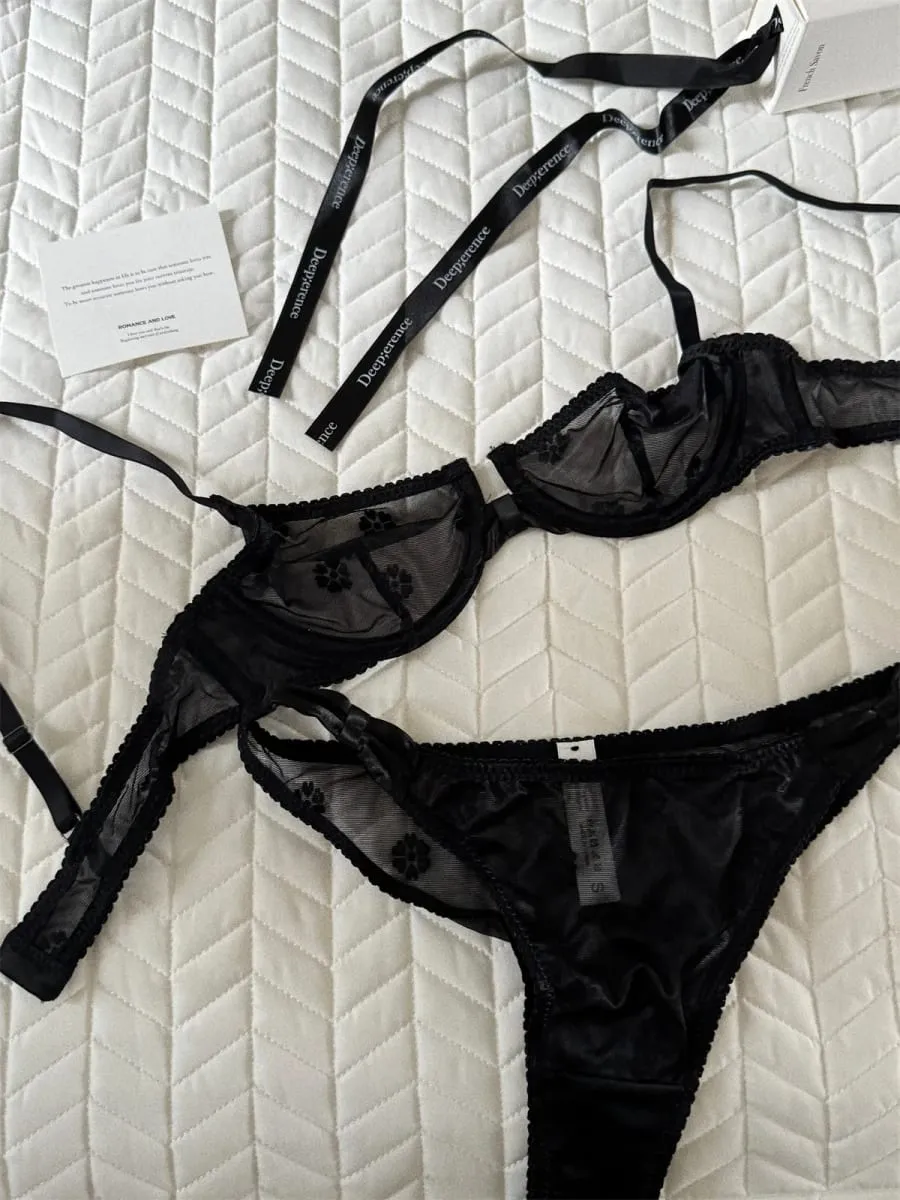 Embroidered Elegant Bra Set Underwear Women Lrage Size Lingerie With Underpants Suit Push Up Adjustable Bralette