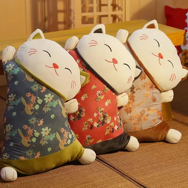 Cute Kawaii Fortune Cat Throw Pillow Blanket Dual Use Sofa Backrest Throw Pillow Office Car Seat Waist Protector Cushion Pillow — image 3