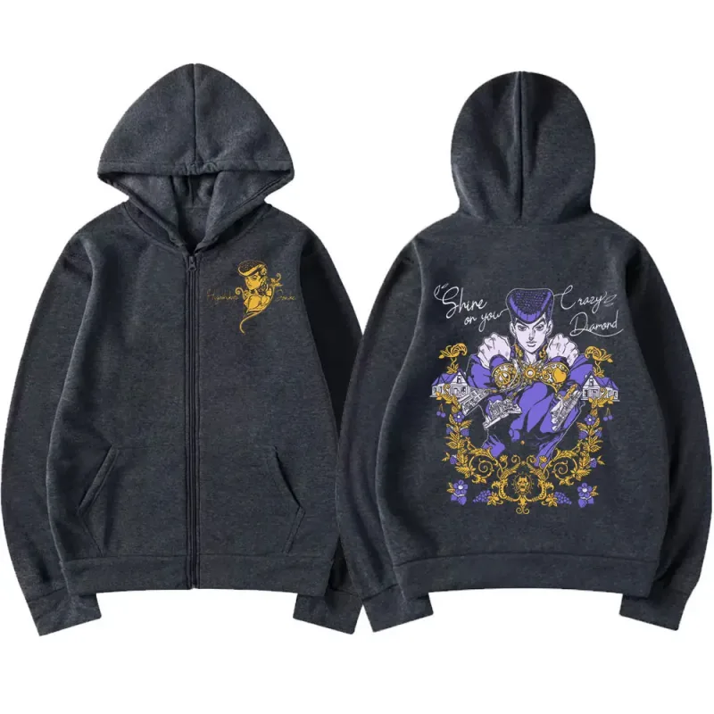 Anime Jojo Bizarre Adventure Zipper Hoodies Higashikata Josuke Manga Zip Up Sweatshirts Men Women Fashion Casual Pullovers Coats — image 4