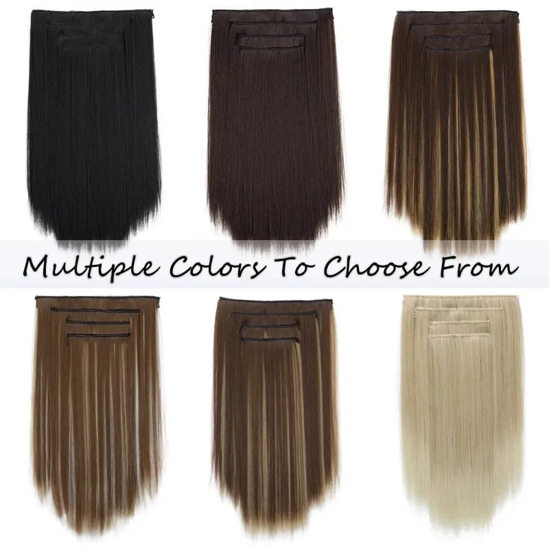 Wig piece for women long straight hair extensions 11 card four piece set synthetic clip hair — image 7