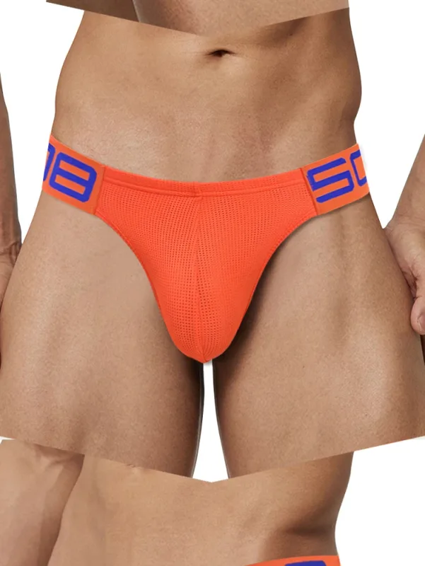 Herren-Slip aus Nylon-Mischgewebe, atmungsaktiv, Horn, Spleiß, Buchstabenprägung, breiter elastischer Bund, fluoreszierende Farbe, sexy Unterwäsche