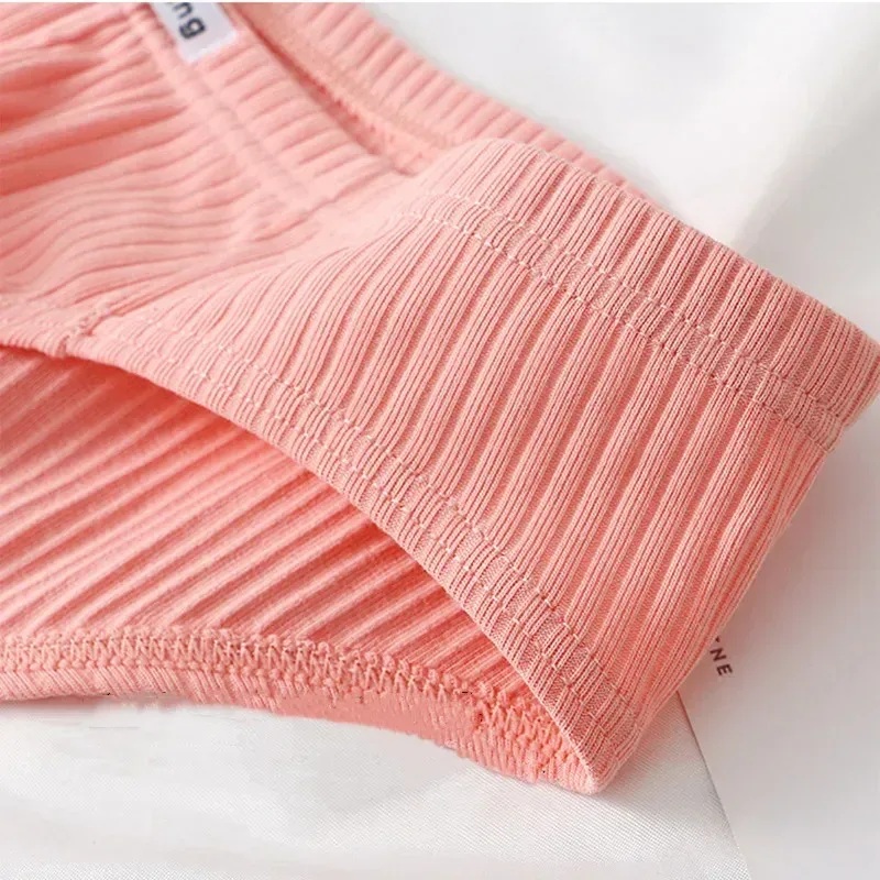 Men's Ribbed Cotton Separate Pouch Briefs Breathable Low Rise Soft Stretch Underwear Panties 1PC