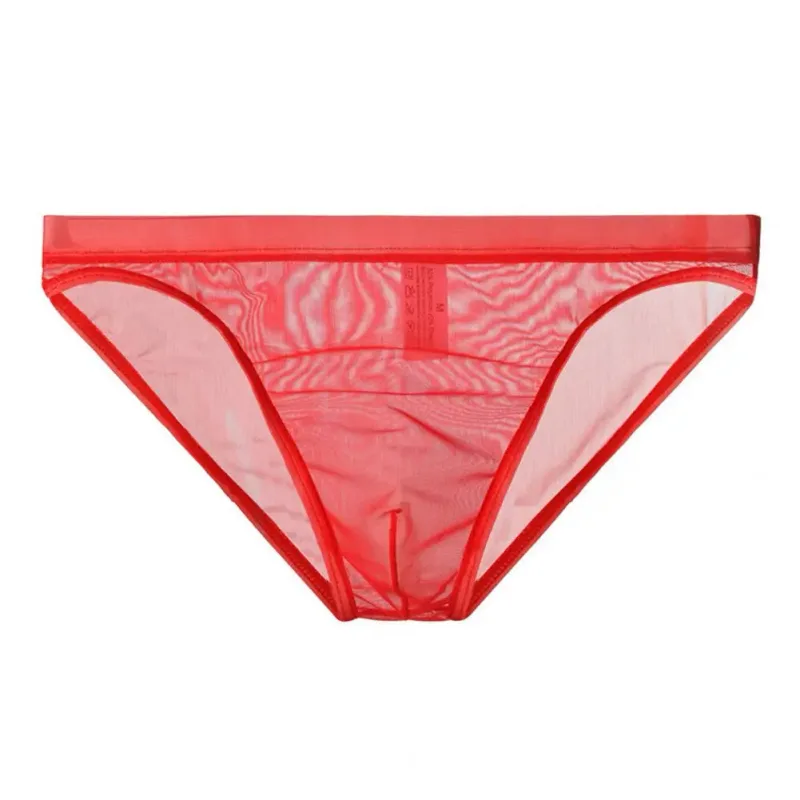 Men Seamless Ice Silk Briefs Low-rise Ultra-Thin See-through Panties Solid Color Quick Drying Underwear