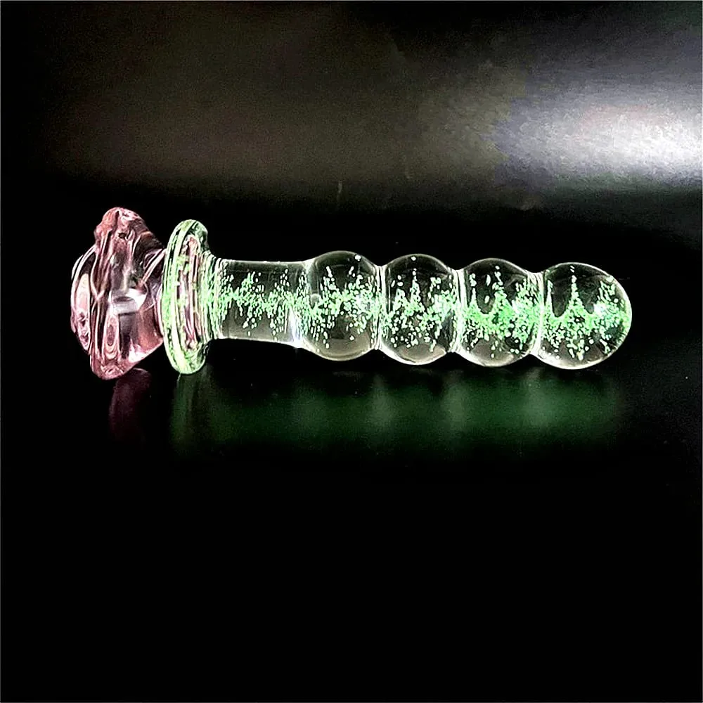 Aydınlık Cam Yapay Penis Gül Anal Plug Karanlıkta Glow Butt Plug Anal Boncuk Penetrasyon Anal Çiftler Yetişkin Seks Oyuncak Oynamak joinjjtoy