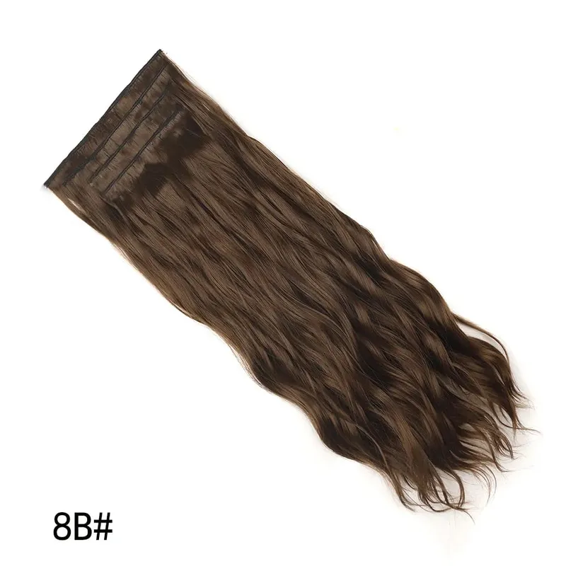 Jeedou Clip-in Hair Extensions 4PCS/Set Long Bouncy Curly Beach Wavy Hair for Women Brown Blonde Synthetic Hairpieces Daily Use