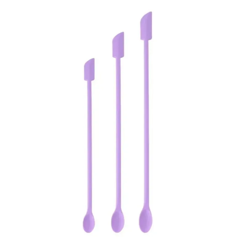 3pcs Portable Mini Silicone Scraper Double-head Soft Cosmetic Digging Spoon Lengthened Face Mask Brush Makeup Brushes Set