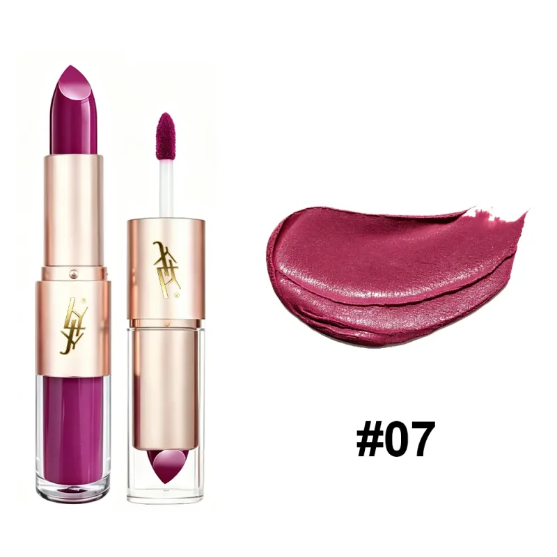 2 IN 1 Dual-End Lipstick & Liquid Lip Gloss High Shine Glossy Lip Color Long Lasting Waterproof Bold Lip Makeup