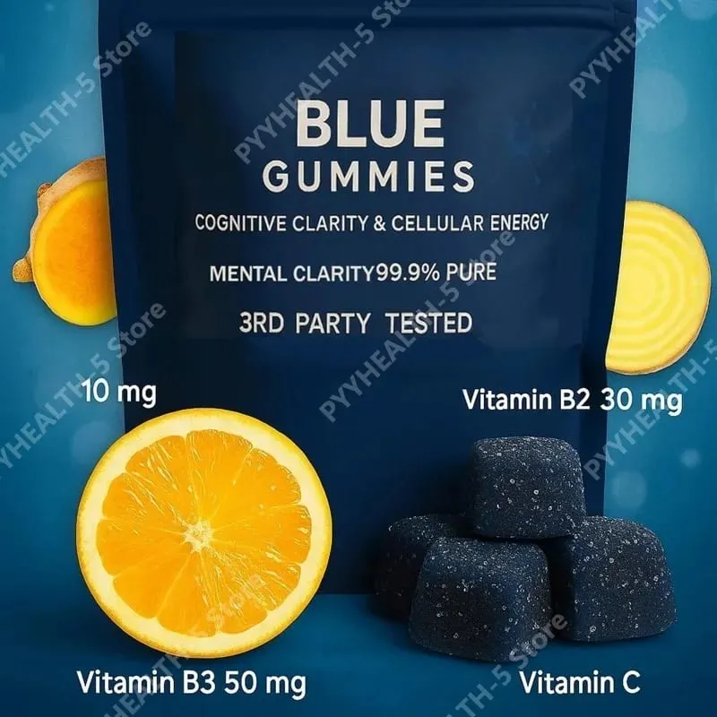 Gummy with Vitamins B2 B3 & C for For Cognitive Health & Natural Energy Lifted Mood 99.9% Pure 30 Gummies(1Pc)