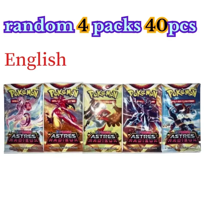 fun 40 Pieces Pokemon Card Pack 4 Sets Sun Moon Violet 151 English Trading Cards Collectible Toys Halloween Gift Fantasy Sci Fi