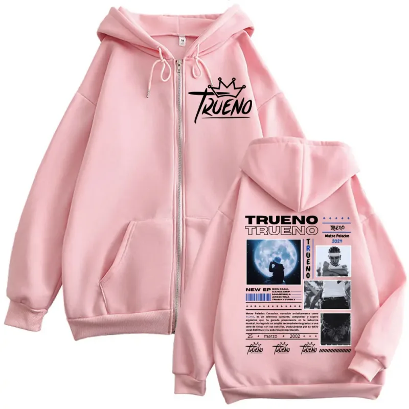 Rapper Trueno doppelseitig bedruckter Kapuzenpullover mit Reißverschluss für Herren Damen Harajuku Hip Hop Sweatshirts mit Reißverschluss Freizeitmode Oversize-Pullover — image 5
