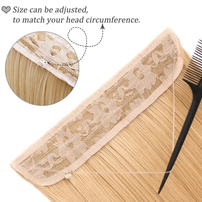No Clip Natural Hair Extensions Invisible Wire Synthetic Long Straight Black Brown Blonde False Fish Line Hairpiece For Women