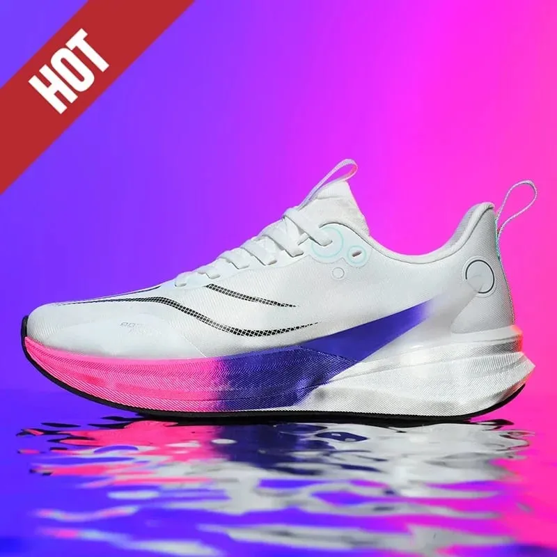 Men Marathon Carbon Plate Air Cushion Running Shoes Breathable Lightweight Outdoor Athletic Racing Training Sports Sneakers