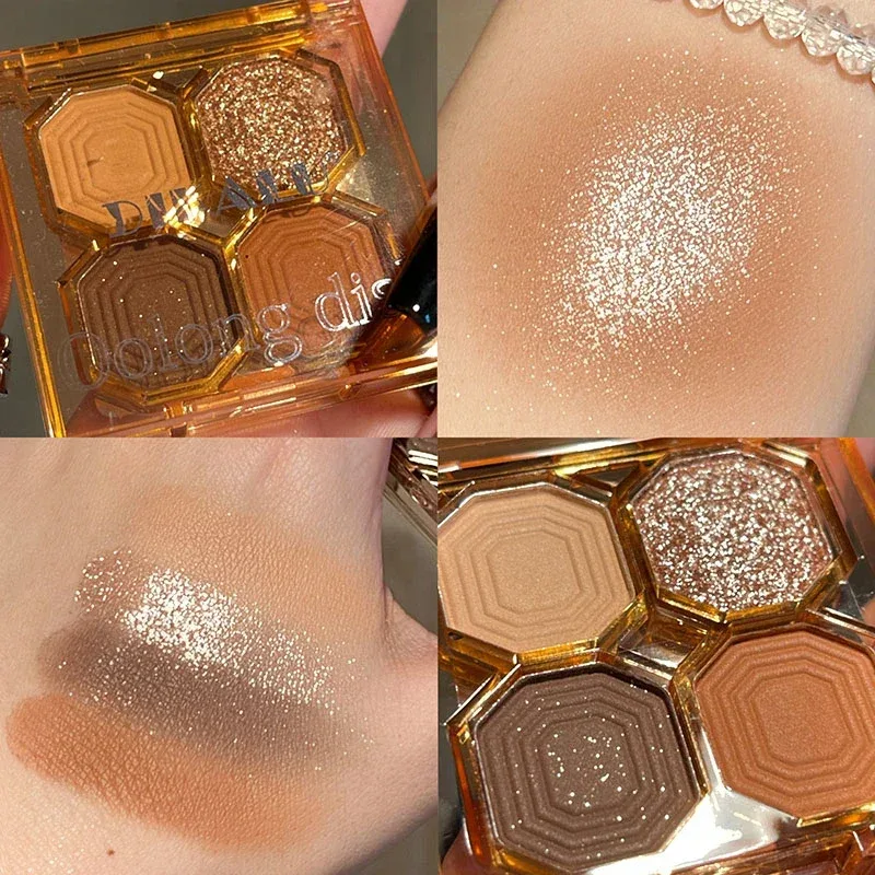 3/4 Colors Milk-Tea Eyeshadow Palette Professional Highlight Shimmer Brightening Long Lasting Eye Shadow Eye Makeup Eye Cosmetic