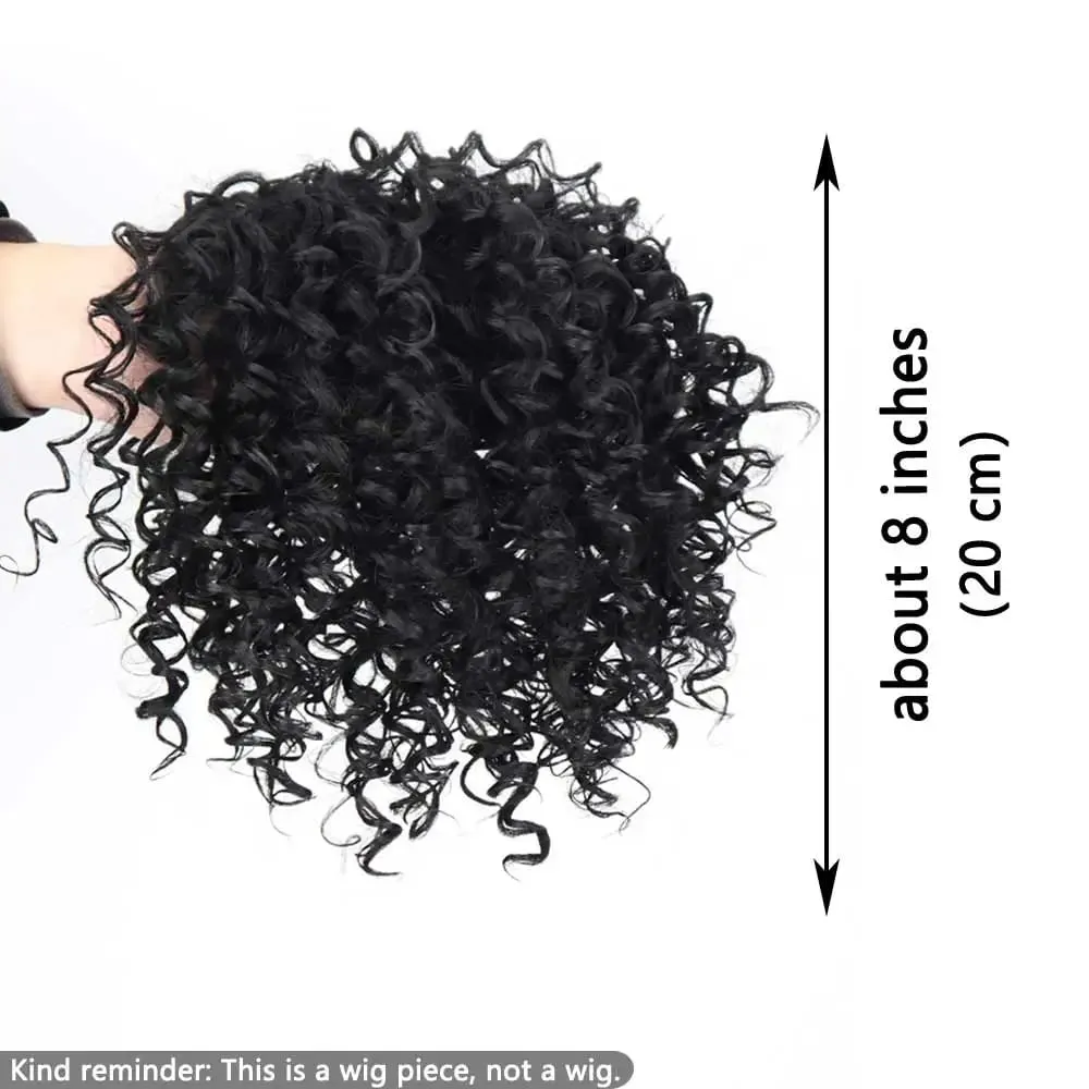 Synthetic Short Kinky Curly Hair Topper Clip-in Afro Curly Hairpiece for Women Natural Looking Top Hairpiece for Thinning Hair