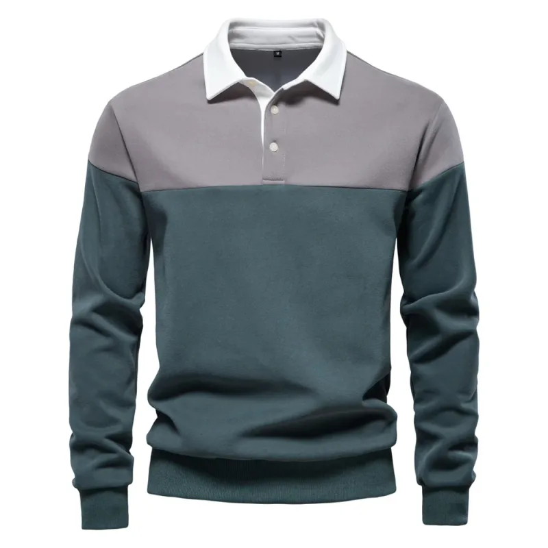 Felpa da uomo in cotone premium Felpa a blocchi di colore Felpa sociale casual da lavoro a maniche lunghe