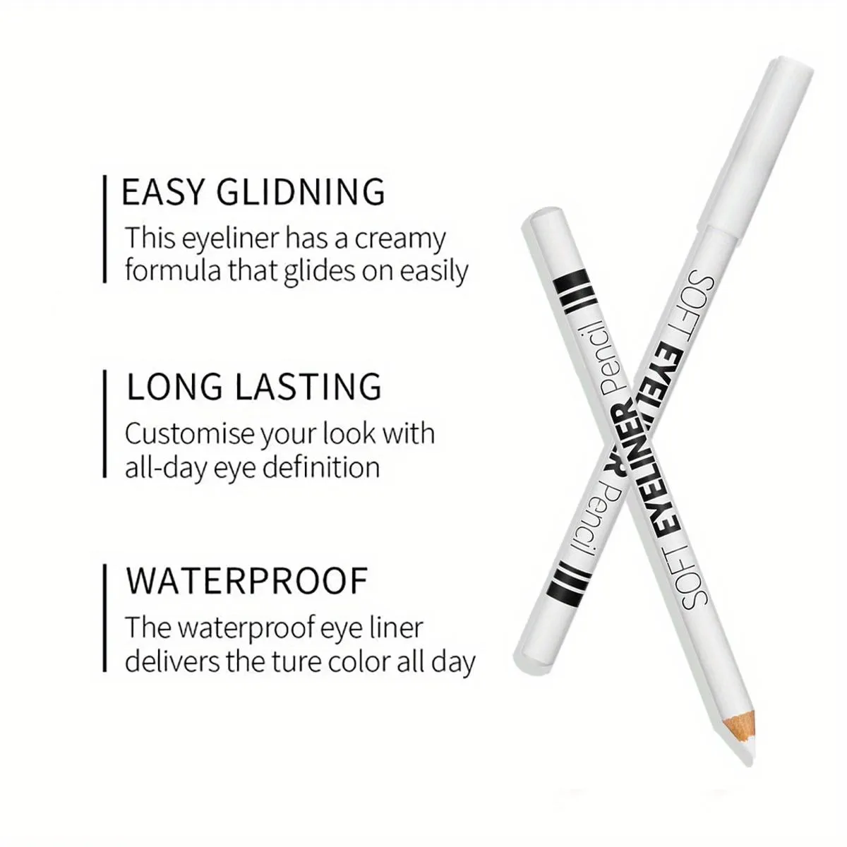 Matte White Wood Eyeliner Eyeshadow Pen Waterproof and Smudge-proof Easy To Use for Beginners Suitable for All Skin Types