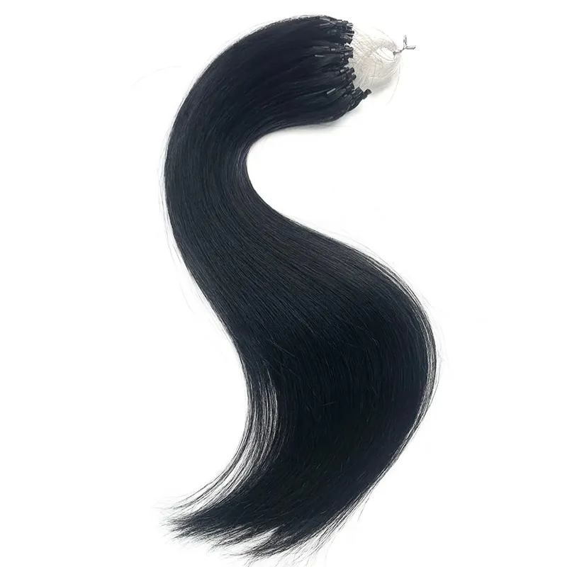 Remy Human Hair Extensions 14-24 Inch Micro Loop Ring Attachment Micro Bead Natural Looking DIY Hair Extension