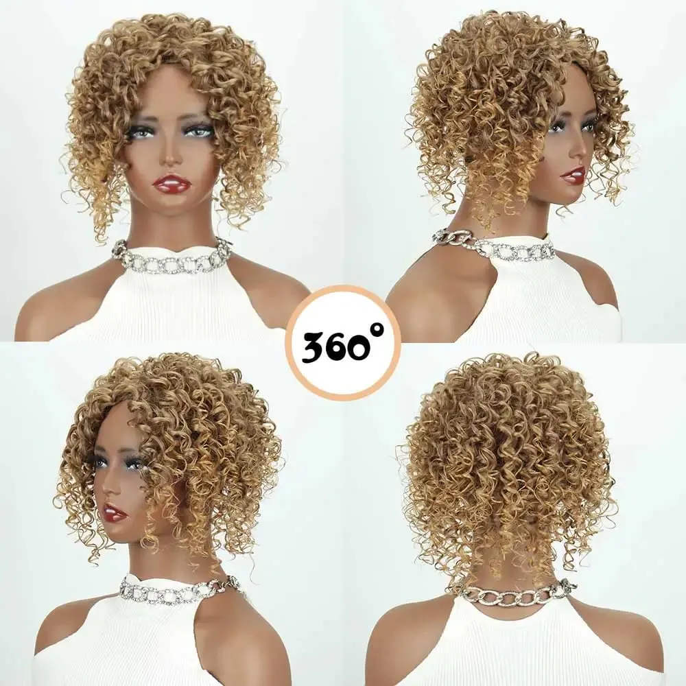 Synthetic Short Kinky Curly Hair Topper Clip-in Afro Curly Hairpiece for Women Natural Looking Top Hairpiece for Thinning Hair