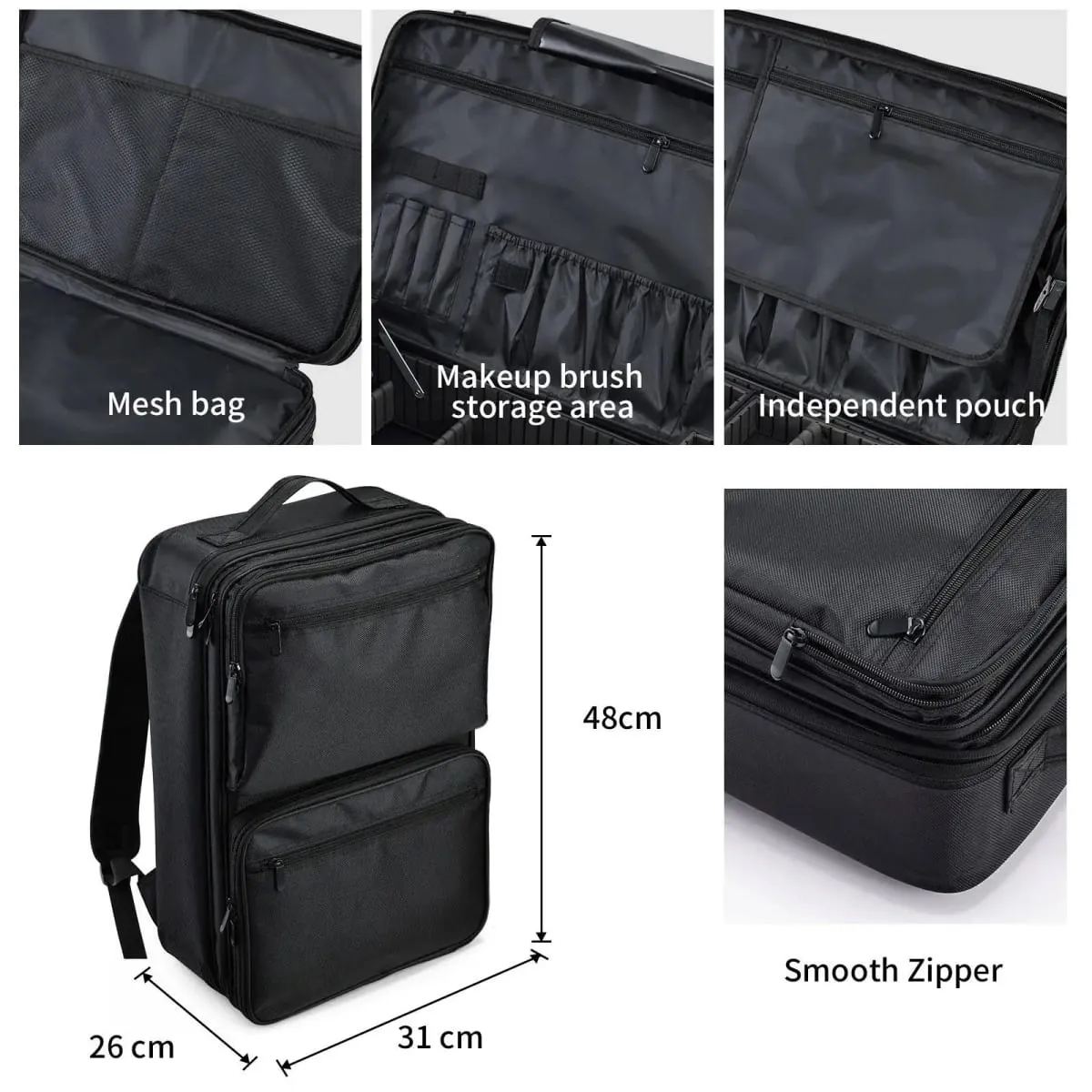 Makeup Artist Bag Portable Travel Organizer Box Professional Case with Adjustable Dividers Extra Large Makeup Case — image 5