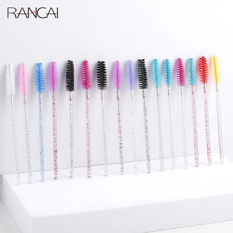 50pcs Disposable Eyelash Brushes Extension Crystal Eyebrow Brush Mascara Wand Eye Lashes Cosmetic Tool Set Makeup Beauty
