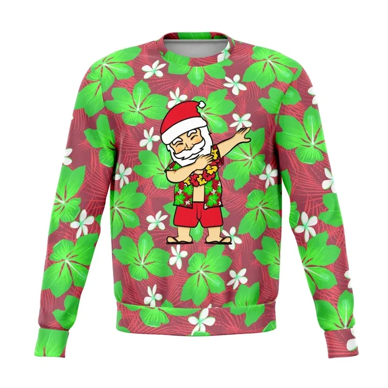 Fashion Santa Claus Graphic Ugly Christmas Sweatshirt For Men Casual Autumn Winter 3D Printed Sweater Loose Breathable Pullovers