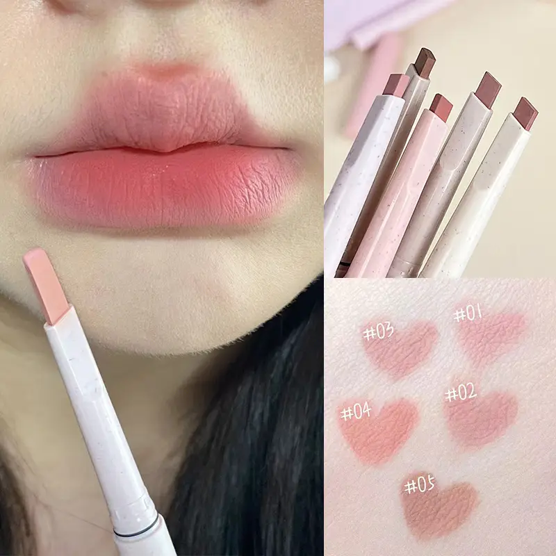 Velvet Matte Nude Pink Lipstick Pencil Outline Lip Lipliner Crayon Waterproof Long-lasting Color Lip Liner Smooth Natural Makeup