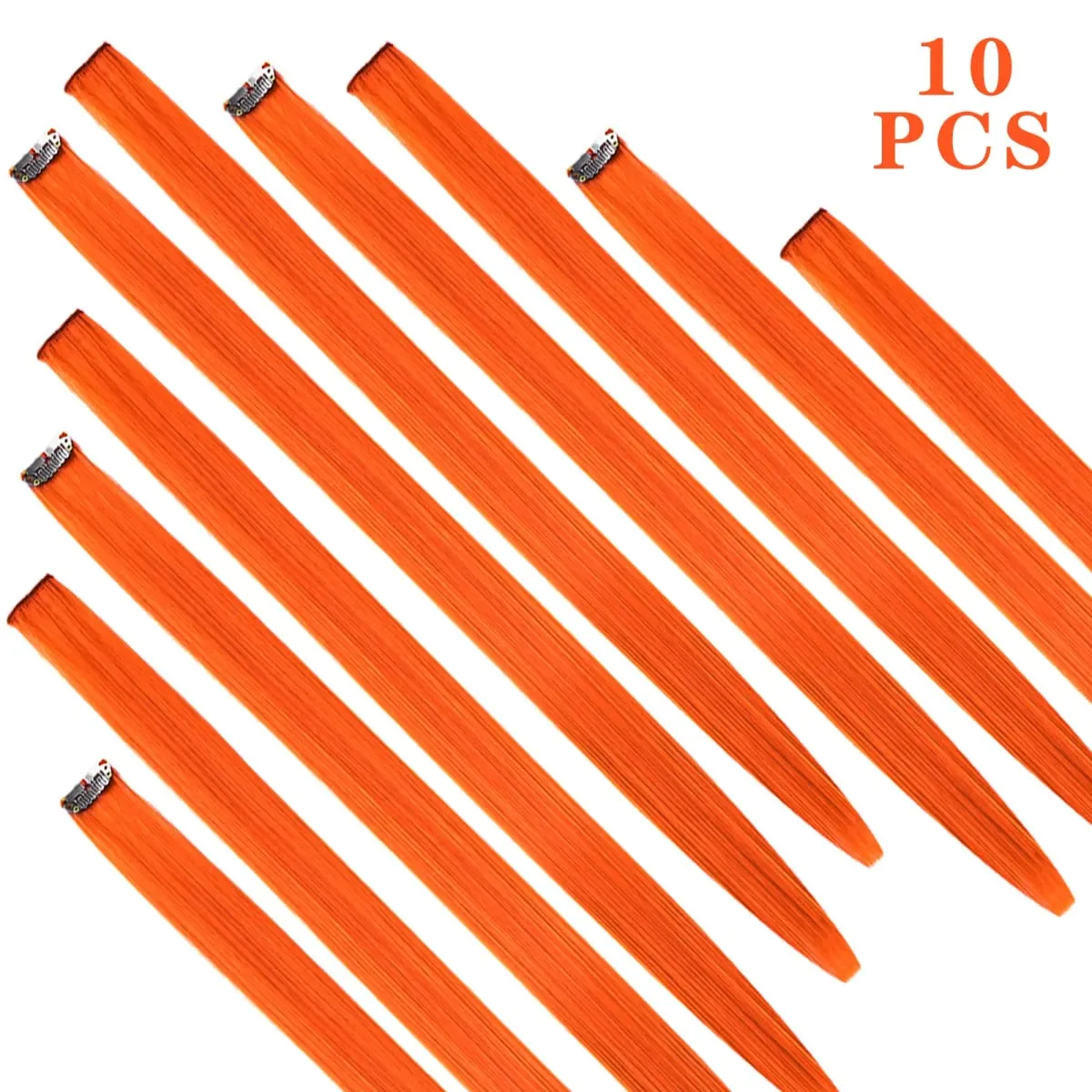 Synticthe Clip in Hair Extensions 10pcs/pack Colored Party Cosplay 22 inches for Fairy Hairpieces Long Straight Hair Extensions — image 13