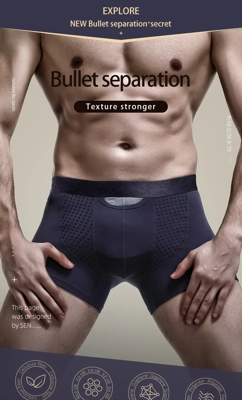 Jingsuogun Elastische Scheiding Ondergoed Mannen Scrotum Ondersteuning Ader Ondergoed Ijs Zijde Pouch Spataderen Boxer Britse Joggingbroek — image 1