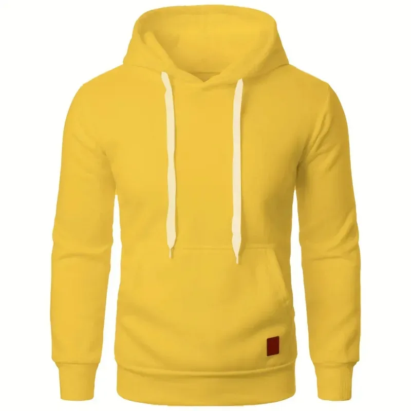 Masculino casual gola com capuz cordão hoodies moletom camisas de manga longa ao ar livre streetwear cor sólida pulôver leve