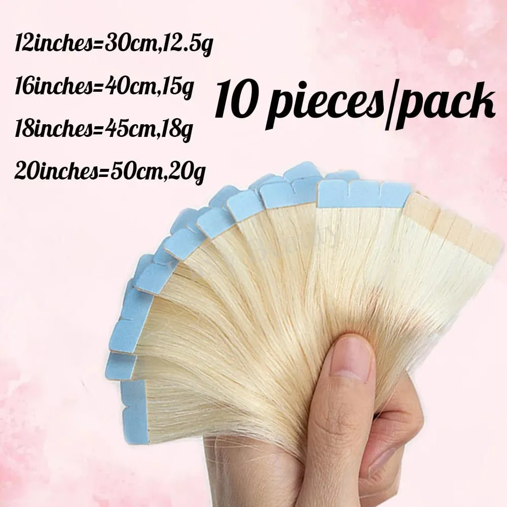 Blonde Mini Tape in Human Hair Extensions Double Side Seamless Natural Straight Black Brown Tape Ins Hair Extensions 10pcs/set