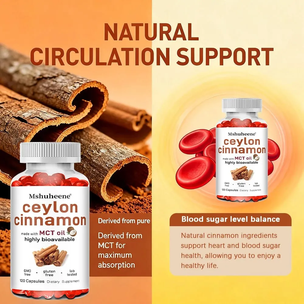Cápsulas orgânicas de canela do Ceilão 600mg de alta potência suporta antioxidante energia imunológica coração articulação osso e saúde digestiva