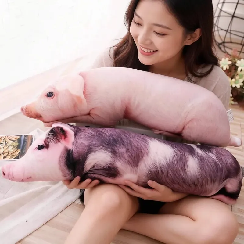50cm Sleeping Pig Plush Pillow Stuffed Printing Animal Pillow Lumbar Support Bed Chair Cot Decor Cushion — image 2