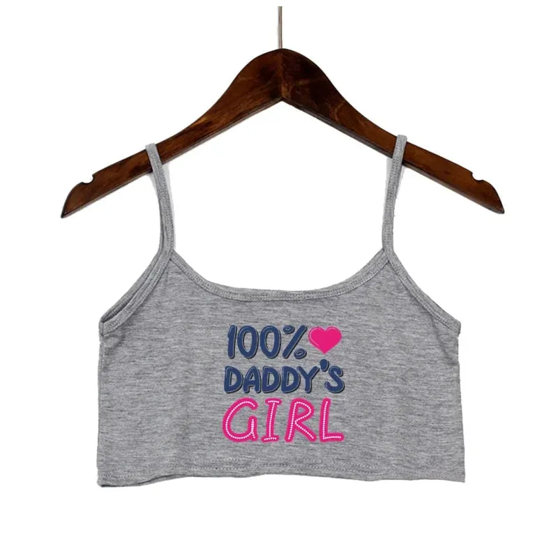 Pink Letters Print Summer Women's Crop Top Sexy Elastic Cotton Camis Sleeveless Short Tank Top Bar Tops Women